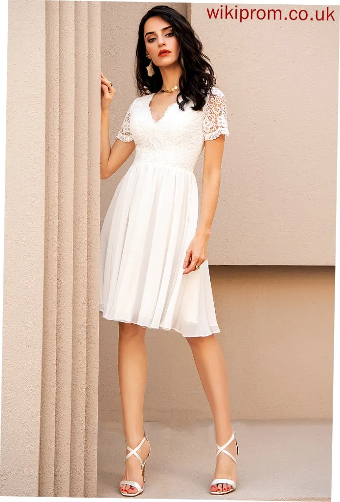 V-neck Homecoming Chiffon Kelsey Knee-Length Dress With Homecoming Dresses Lace A-Line