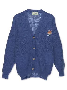 V NECK LOGO CARDIGAN-Periwinkle