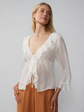 V-Neck Ruffle Top