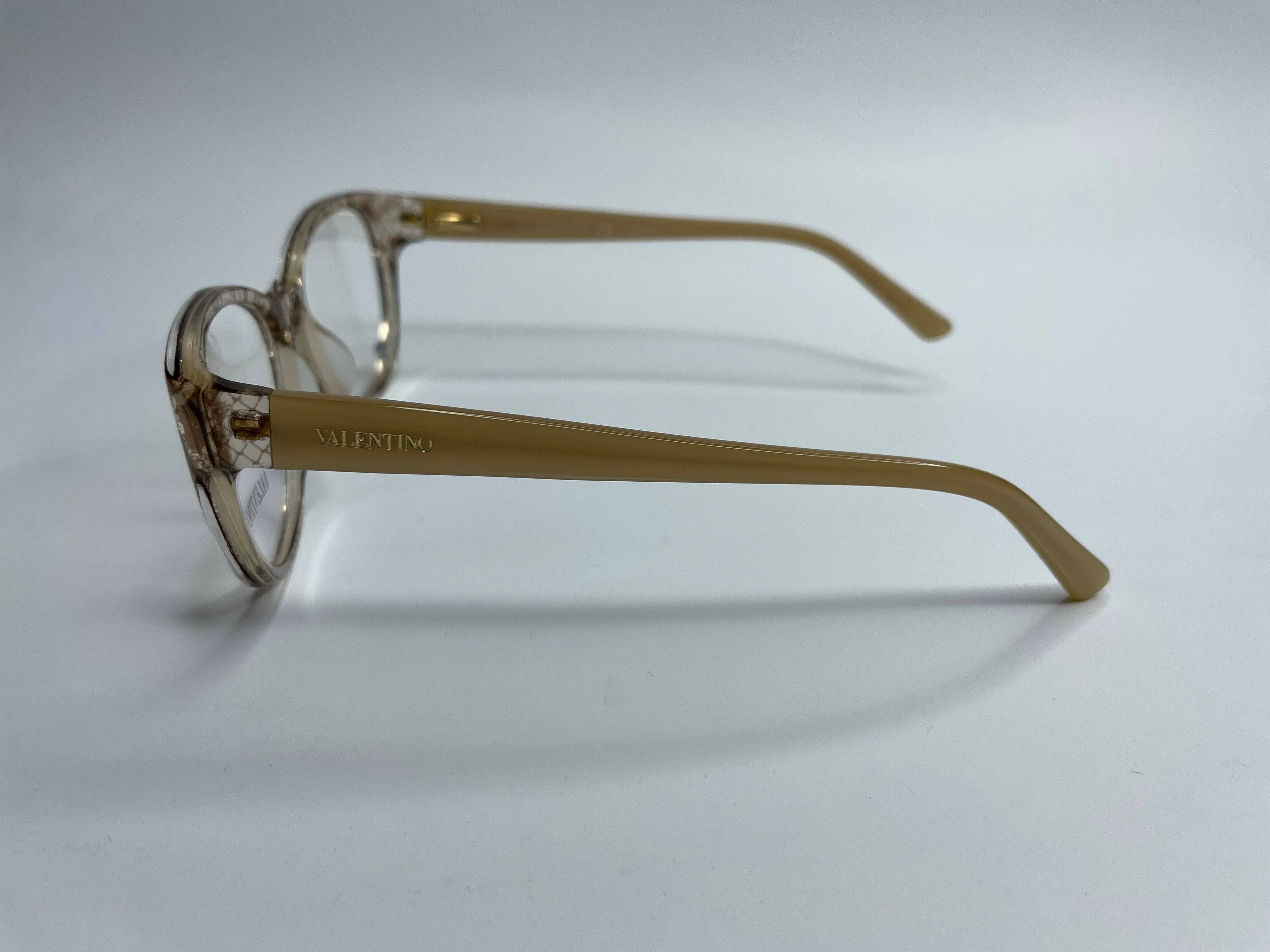 Valentino V2630 290 Transparent Brown Designer Beige Acetate Luxury Eyeglasses