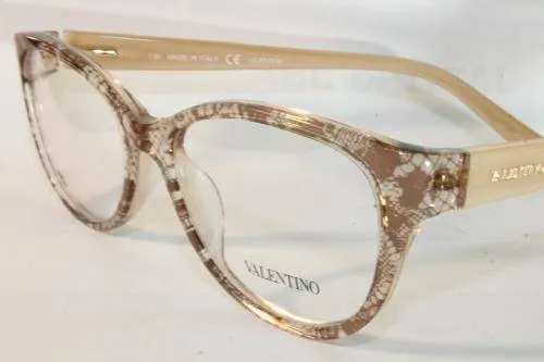 Valentino V2630 290 Transparent Brown Designer Beige Acetate Luxury Eyeglasses