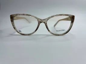 Valentino V2630 290 Transparent Brown Designer Beige Acetate Luxury Eyeglasses