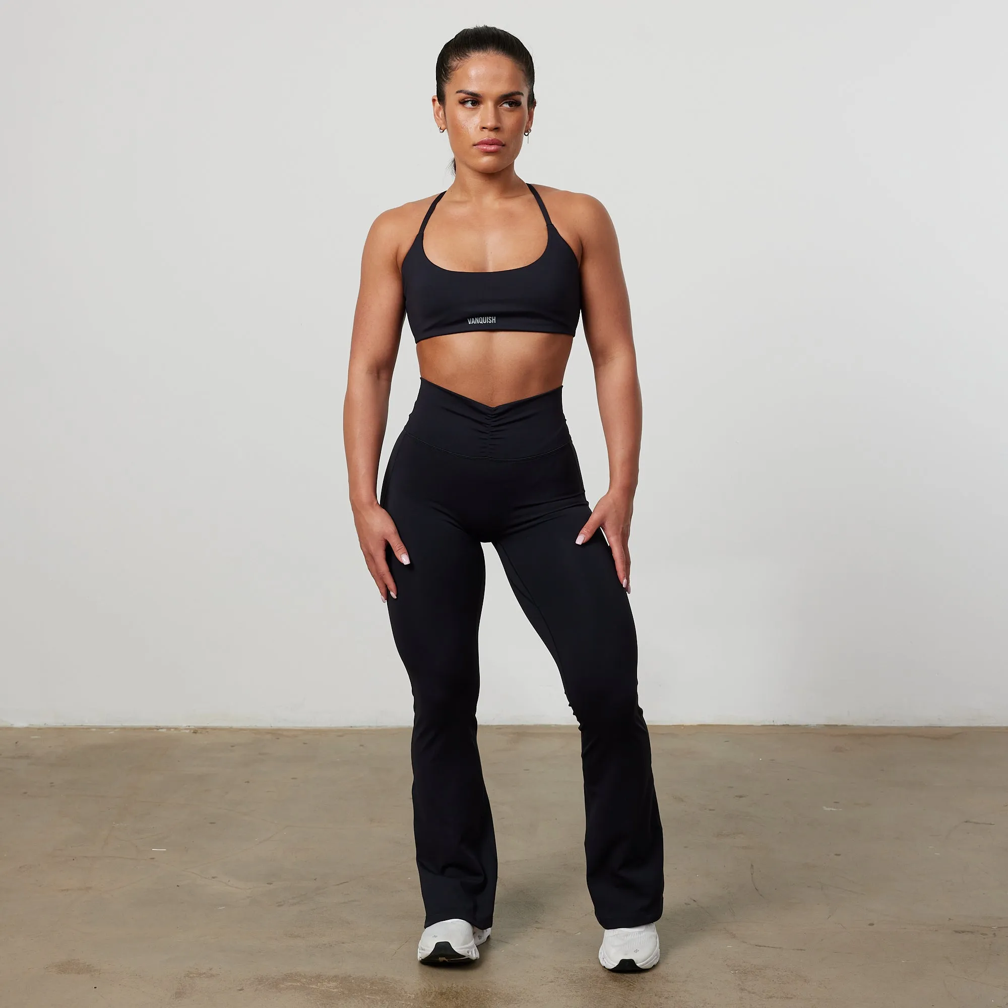 Vanquish Enhance Black Ruched Flared Leggings