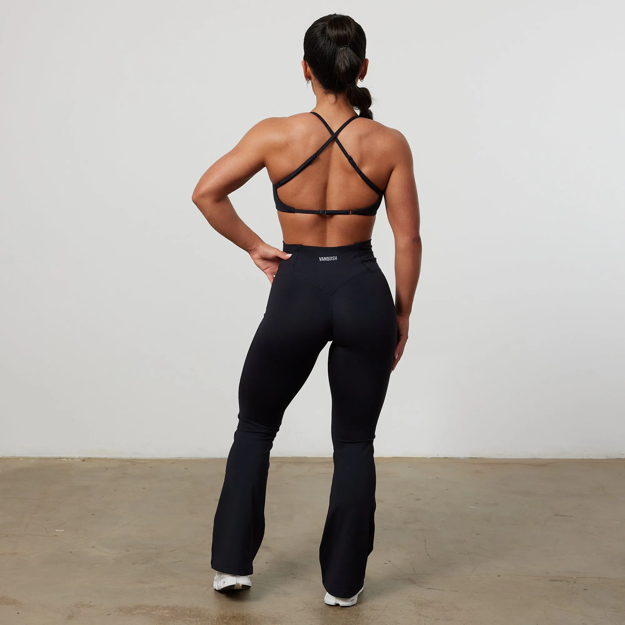 Vanquish Enhance Black Ruched Flared Leggings