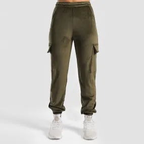 Velour Cargo Joggers (Olive)
