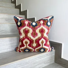 Velvet Ikat Cushion Fire | Velvet Ikat Pillow Fire
