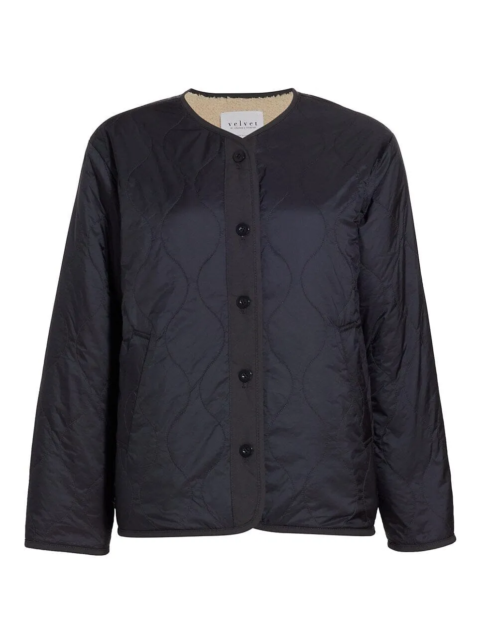 Velvet Marissa Reversible Quilted Sherpa Lined Jacket- Navy