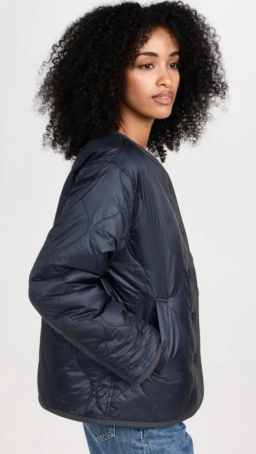 Velvet Marissa Reversible Quilted Sherpa Lined Jacket- Navy
