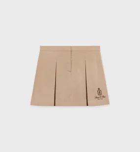 Vendome Box Pleat Skirt - Beige/Chocolate