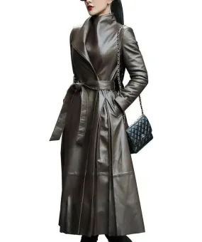Venice Leather Trench Coat For Women