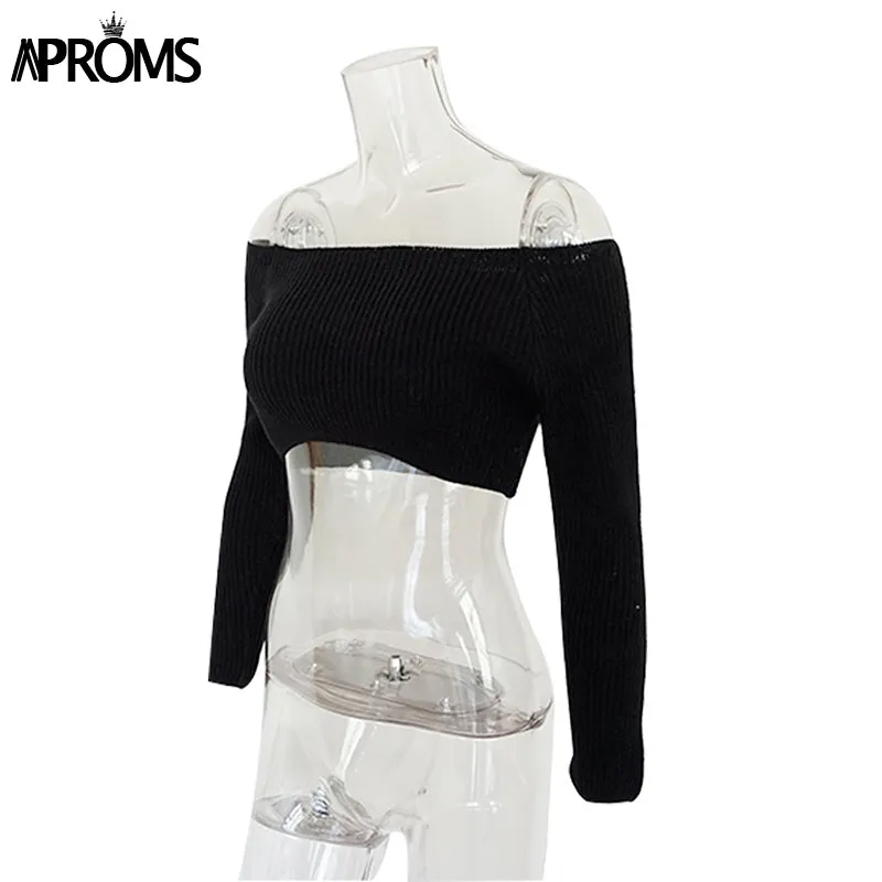 VenusFox Elegant Off Shoulder Cropped Sweater