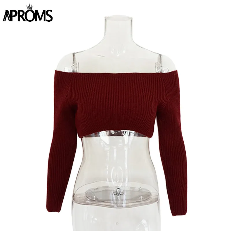 VenusFox Elegant Off Shoulder Cropped Sweater