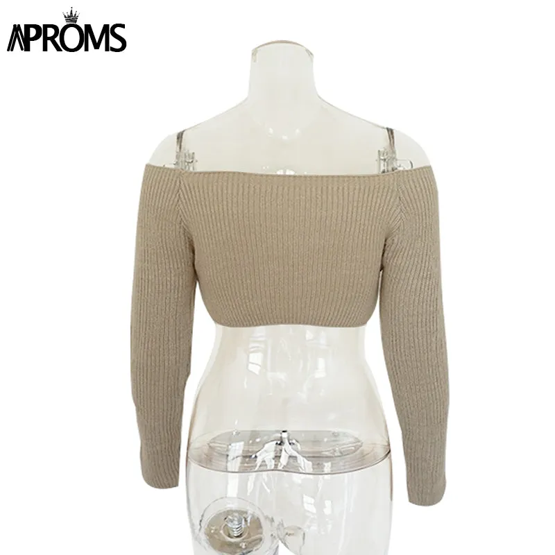 VenusFox Elegant Off Shoulder Cropped Sweater