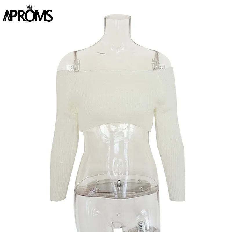 VenusFox Elegant Off Shoulder Cropped Sweater