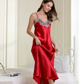 VenusFox Lace Night Dress Pink Negligee Ladies Long Night Gowns Black Womens Sleepwear Silk Nightwear V-neck Plus Lingerie Dressing Gown