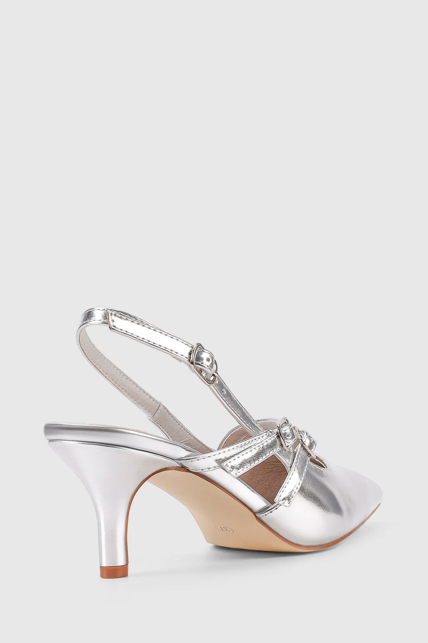 VERALi Zedd Point Toe Kitten Heels Silver Metallic