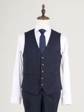 Vest - Navy Blue Pinstripes