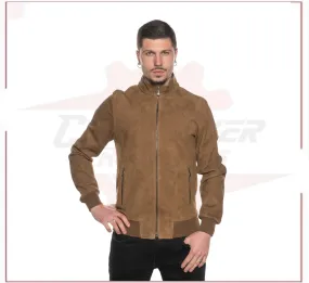 Victor - Men's Bomber Jacket in Genuine Honey Suede Leather