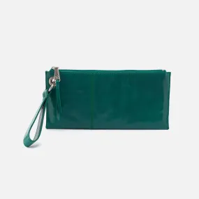 Vida Wristlet In Polished Leather - Alpine Green