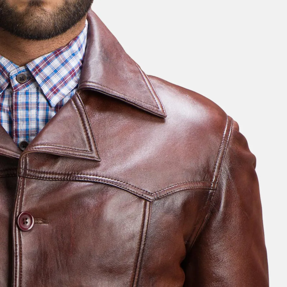 Vincent Alley Brown Leather Jacket Up to 5XL