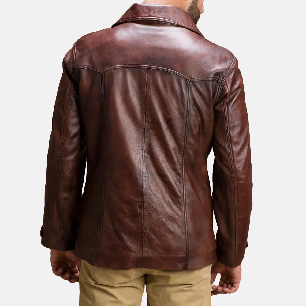 Vincent Alley Brown Leather Jacket Up to 5XL