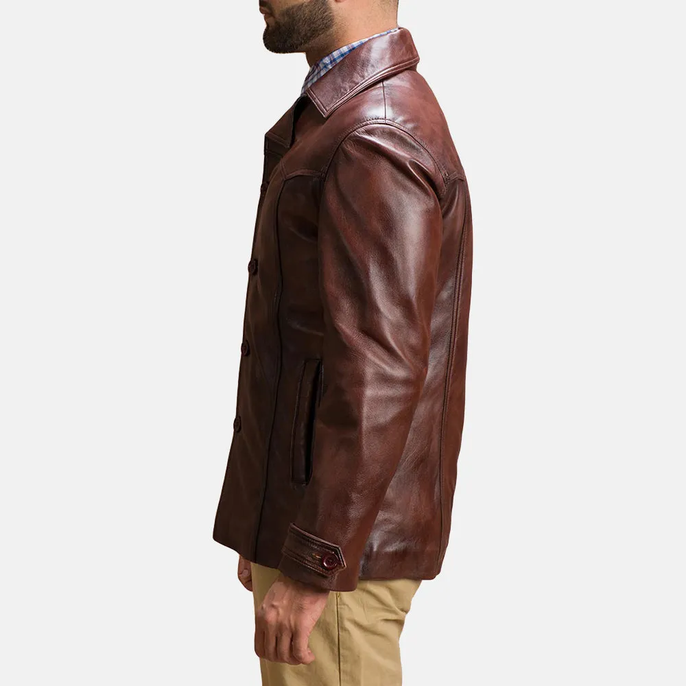 Vincent Alley Brown Leather Jacket Up to 5XL