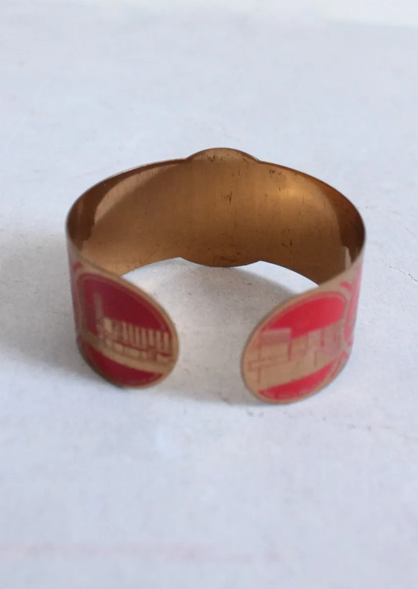 Vintage 1930s Chicago World's Fair Red and Brass Bangle
