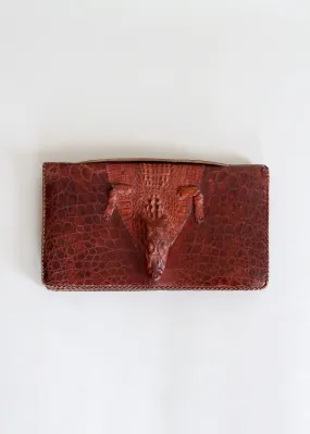 Vintage 1940s Alligator Body Clutch Purse