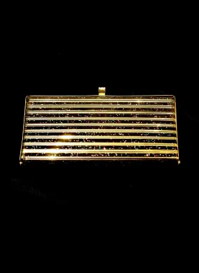Vintage 1950s Gold Stripe Clutch Bag