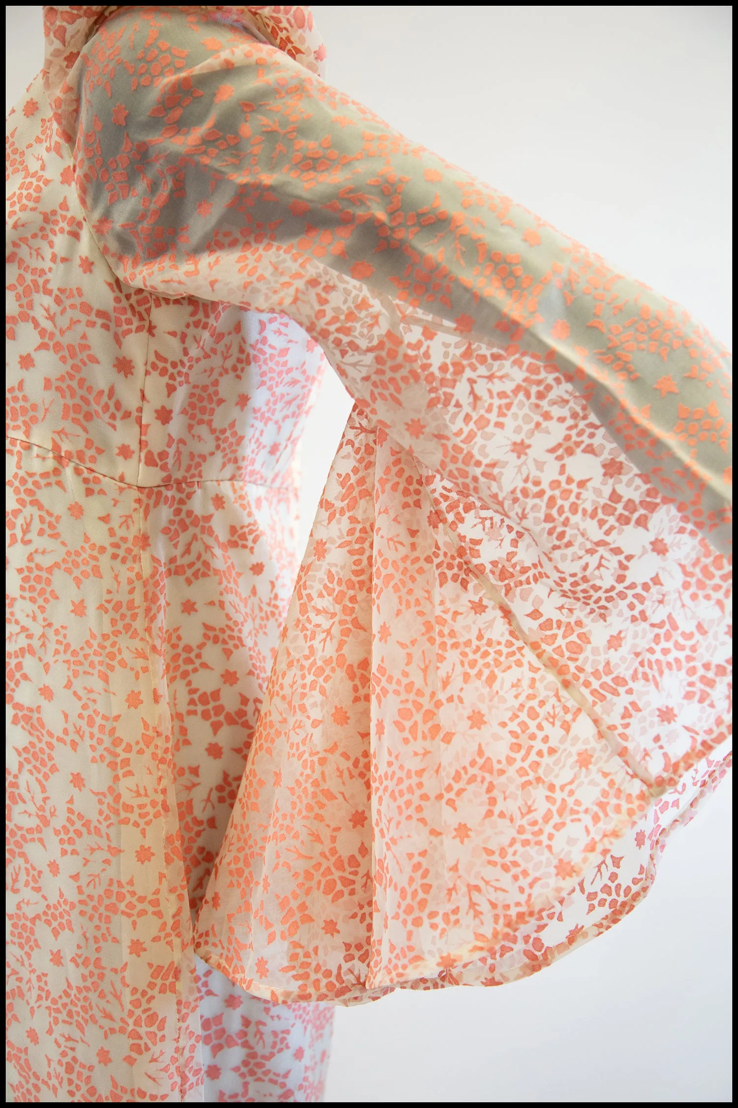 Vintage 1970s Peach Devore Maxi Dress