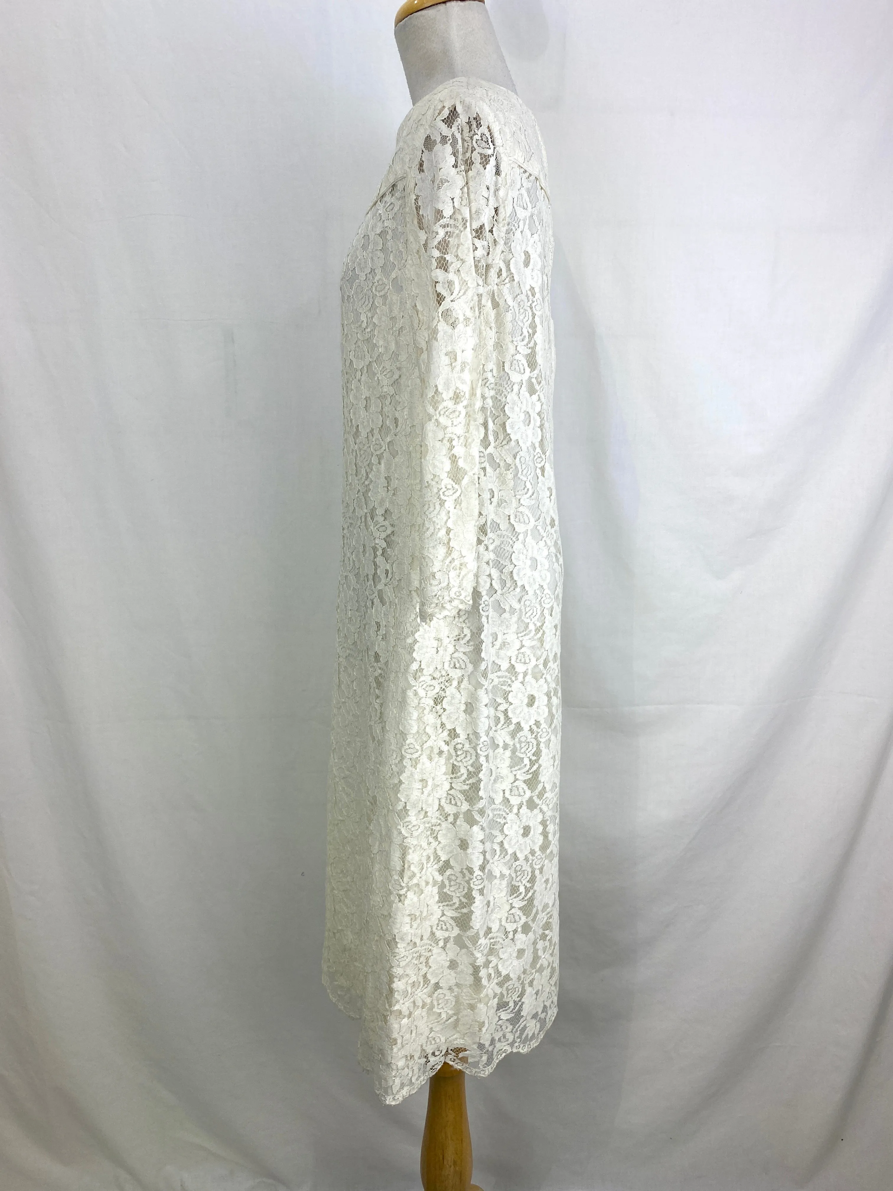 Vintage 1980s White Lace Dress, Utah Tailoring, Large