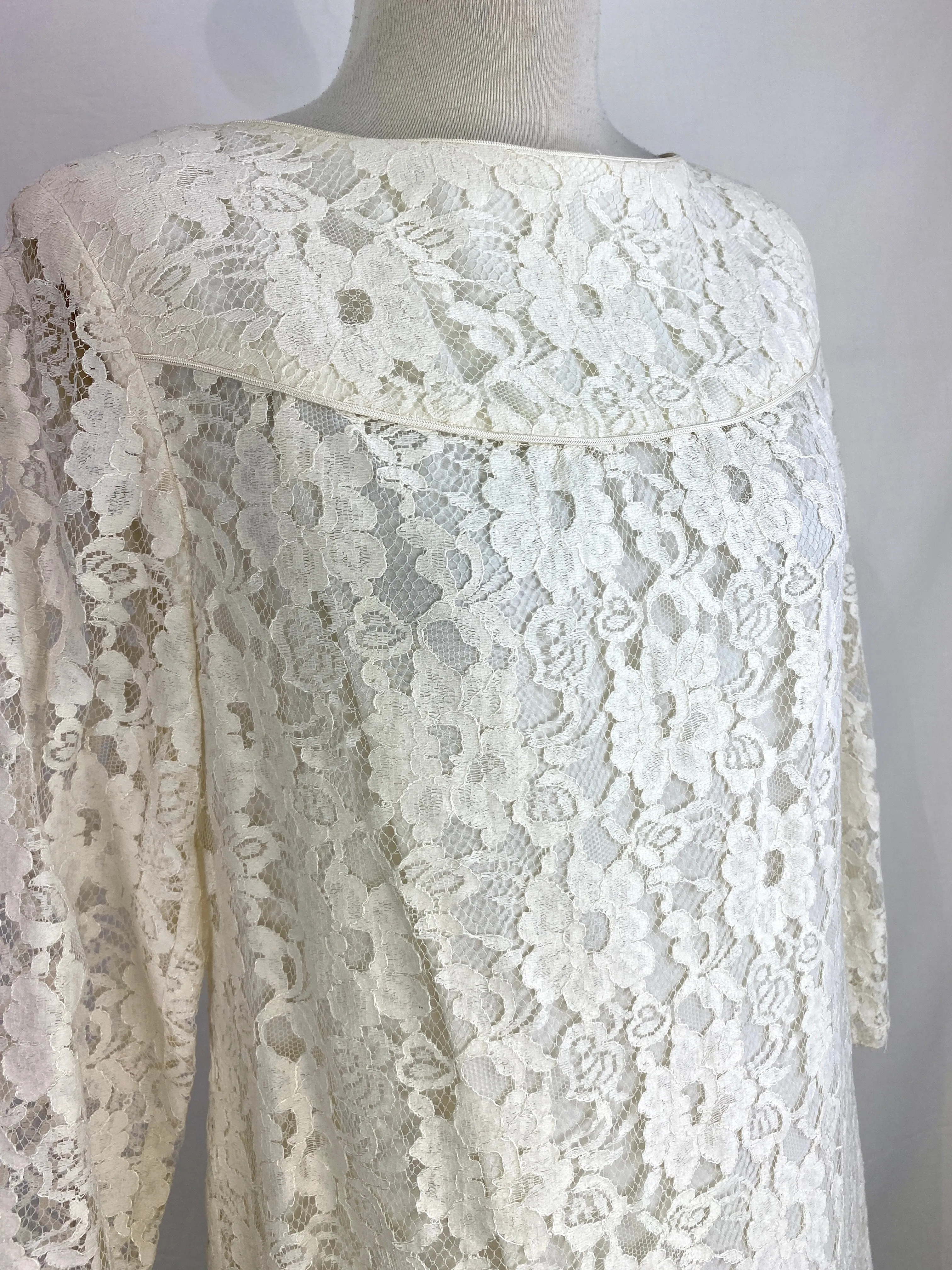 Vintage 1980s White Lace Dress, Utah Tailoring, Large