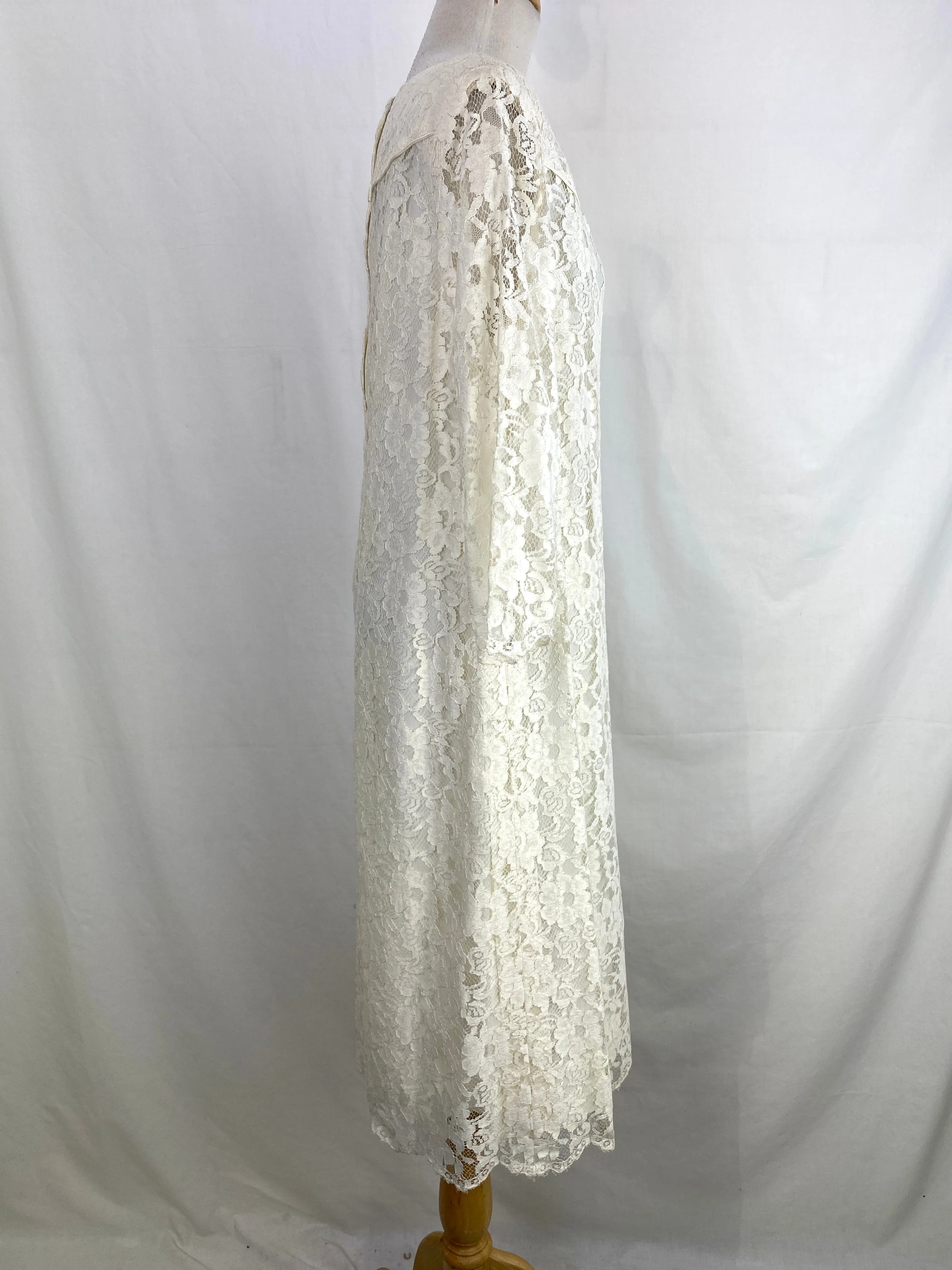 Vintage 1980s White Lace Dress, Utah Tailoring, Large