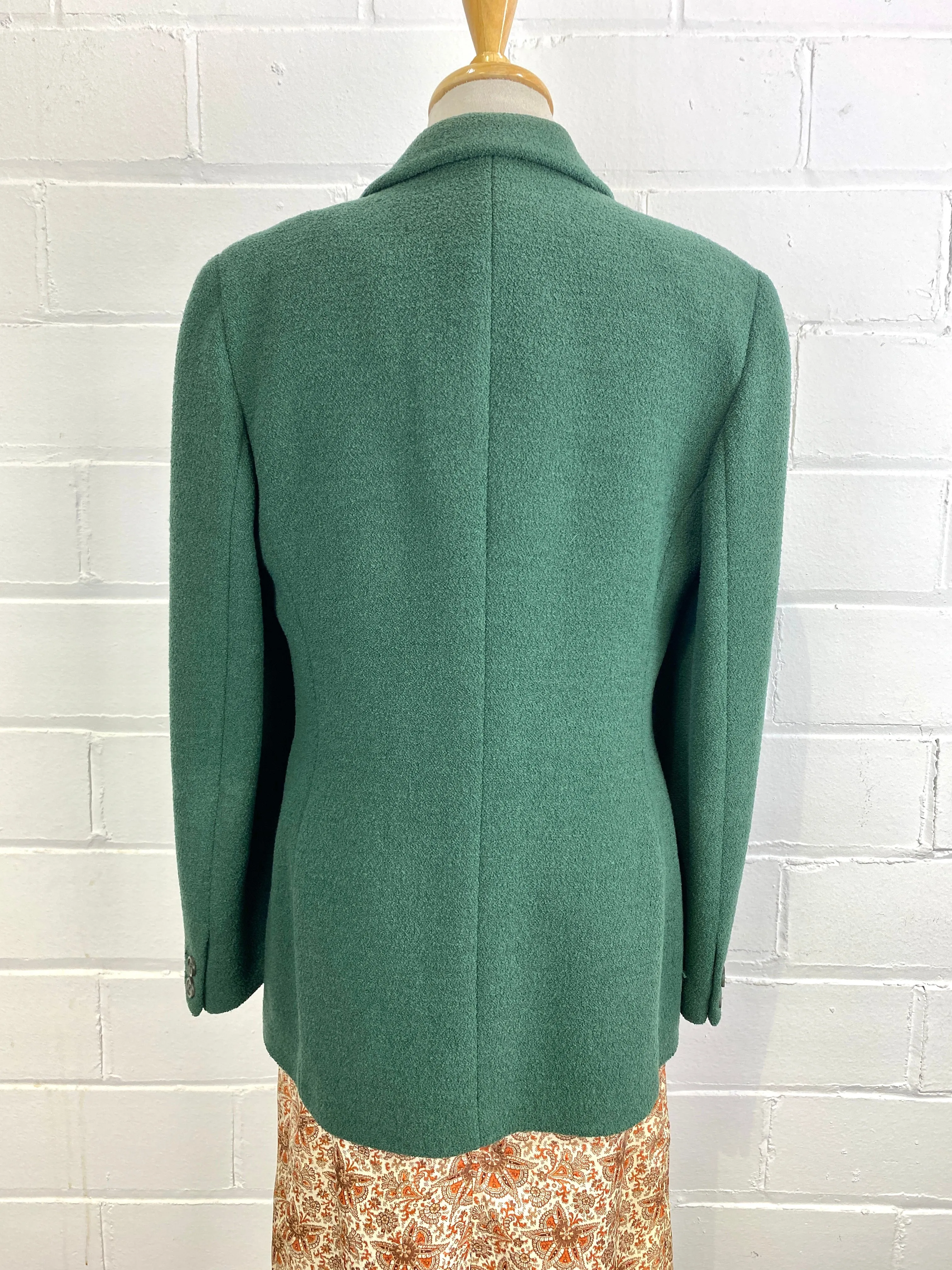 Vintage 1990s Green Bouclé Wool Giorgio Armani Blazer, B39"