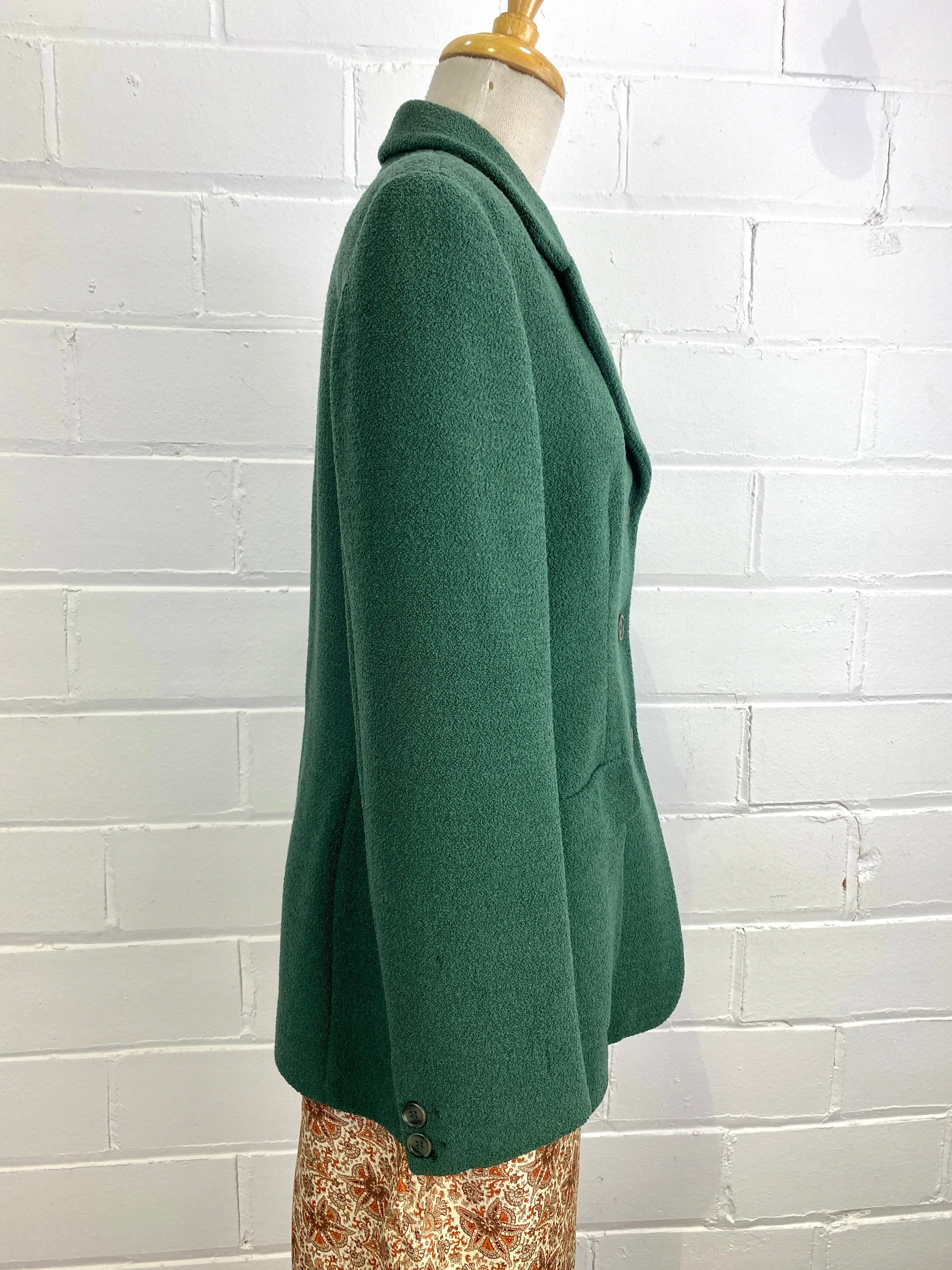 Vintage 1990s Green Bouclé Wool Giorgio Armani Blazer, B39"