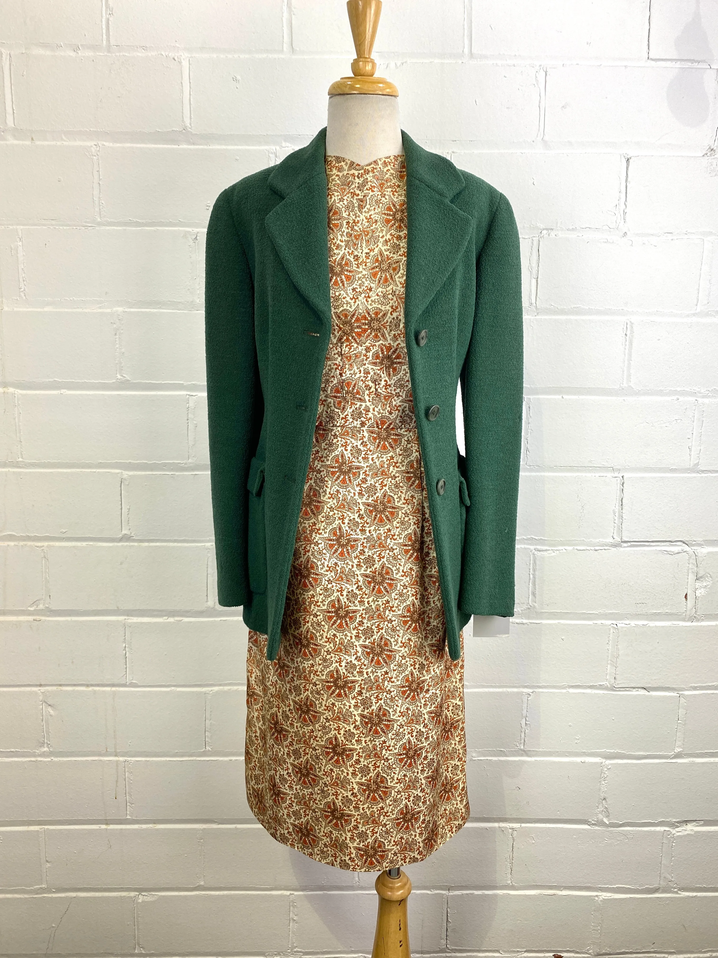Vintage 1990s Green Bouclé Wool Giorgio Armani Blazer, B39"