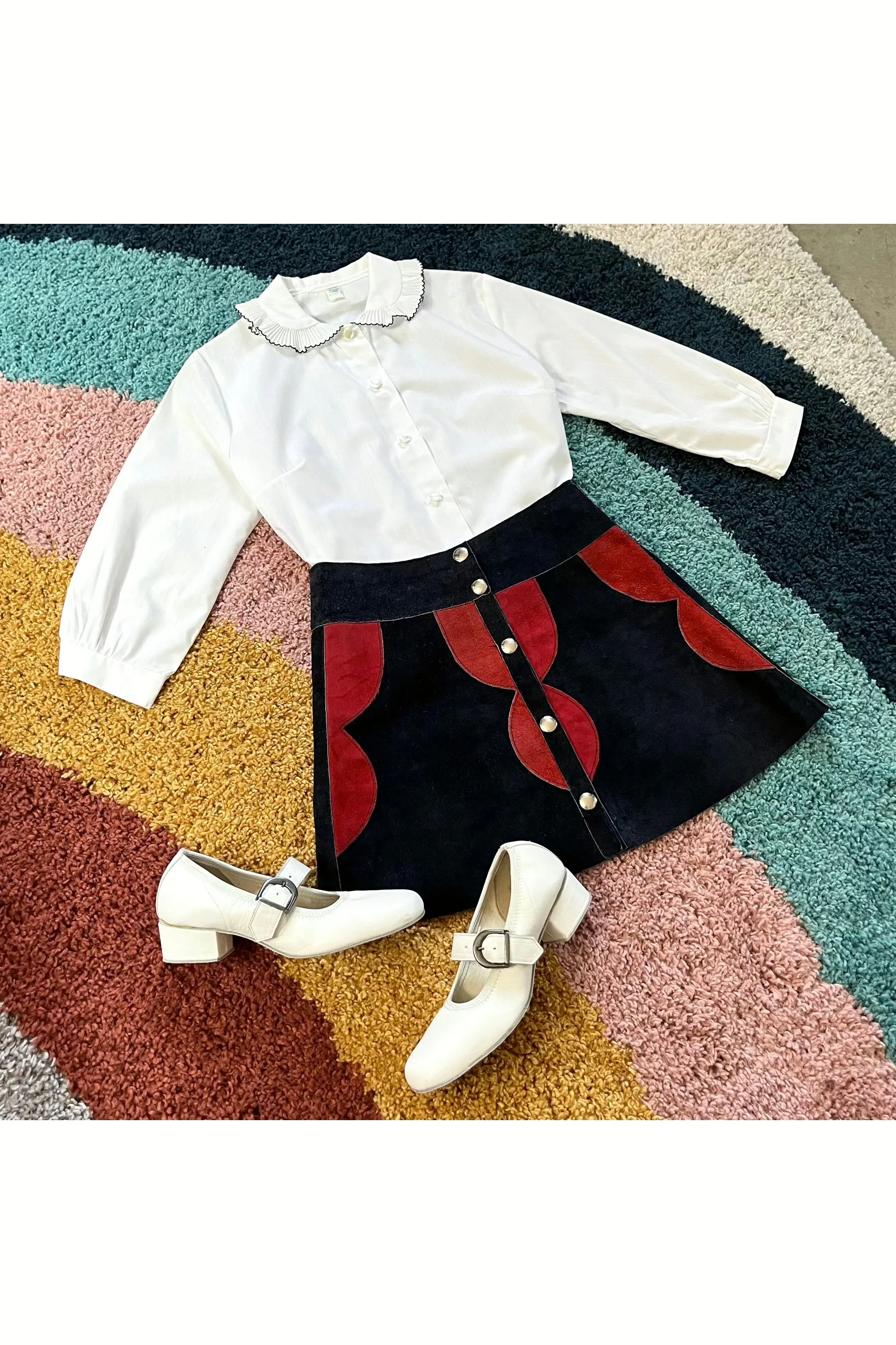 Vintage 60s 2-in-1 Pleated Ruffle Top