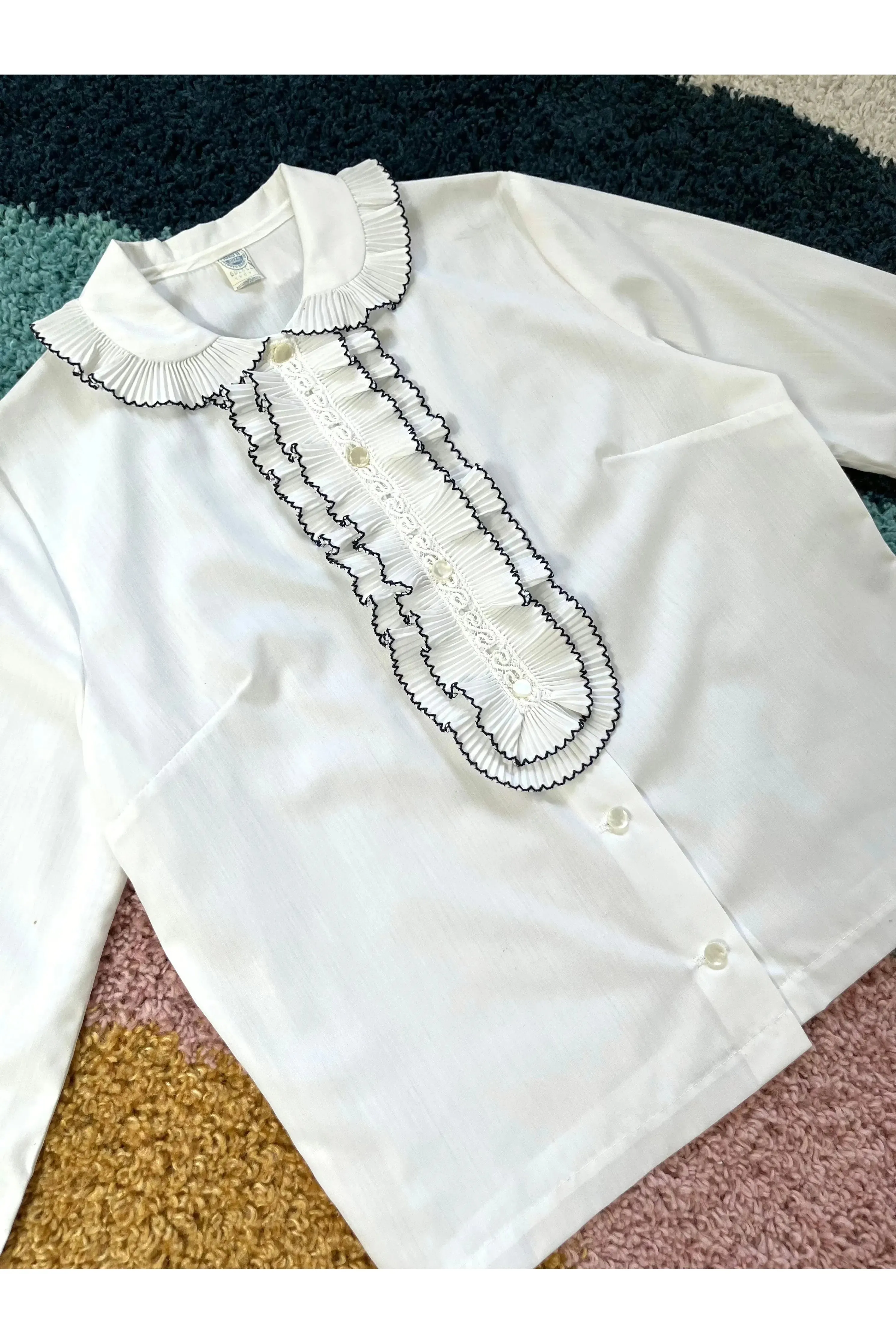 Vintage 60s 2-in-1 Pleated Ruffle Top