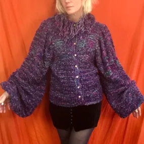 Vintage 90s | Gil Aimbez Static Chunky Statement Sleeve Cardigan Sweater | Sz M