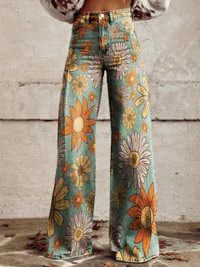 Vintage Flared Pants | Floral Bliss