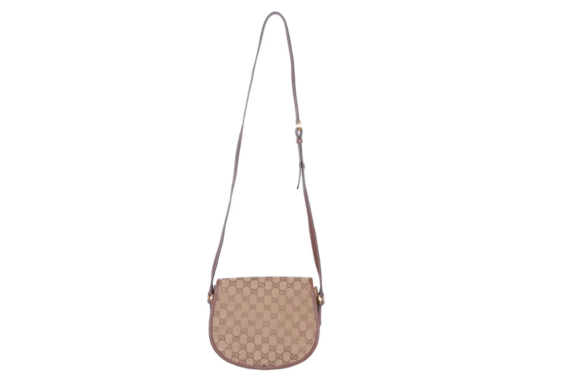 Vintage Gucci GG Canvas Monogram Crossbody Camera Leather Bag