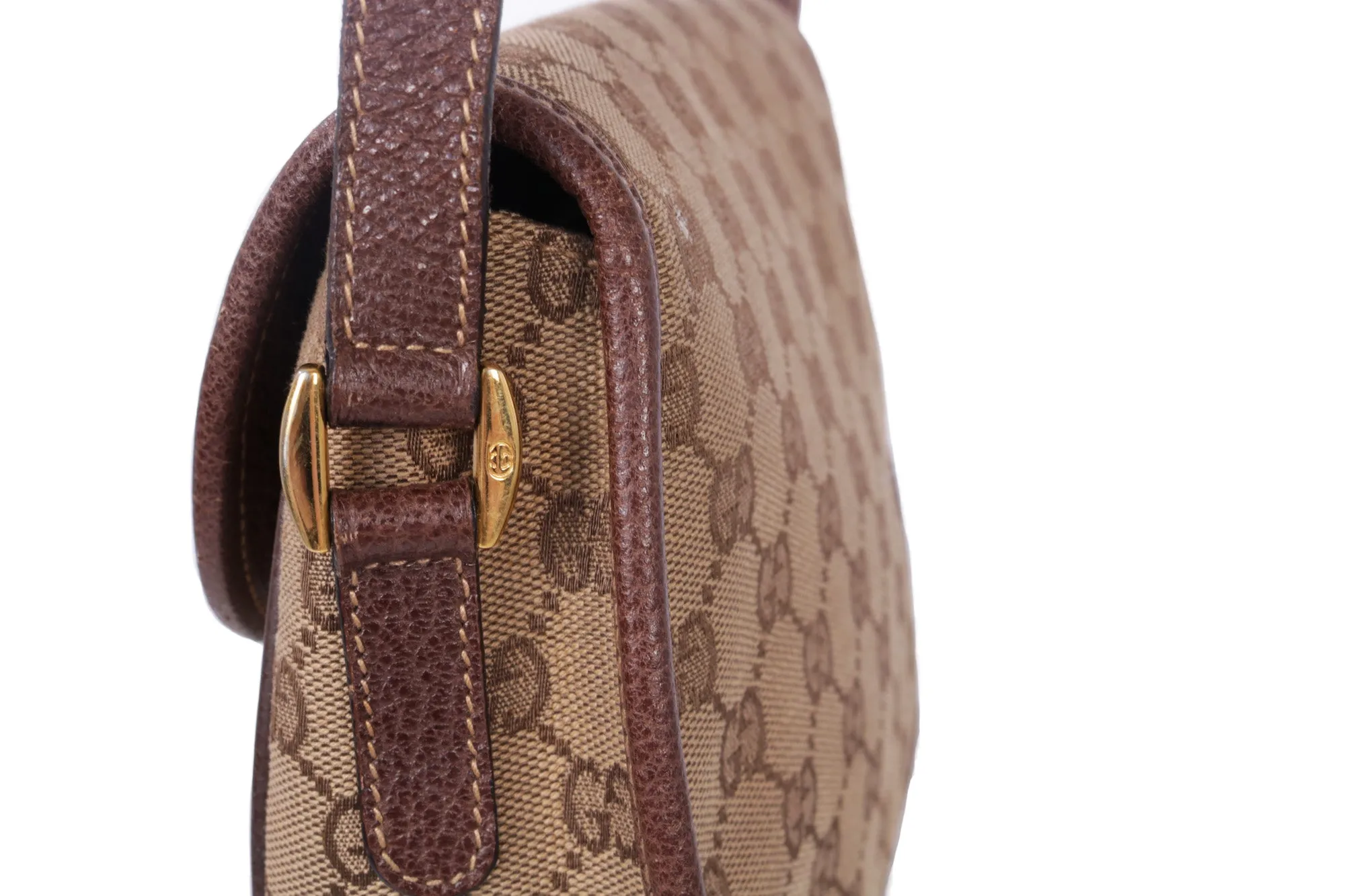 Vintage Gucci GG Canvas Monogram Crossbody Camera Leather Bag
