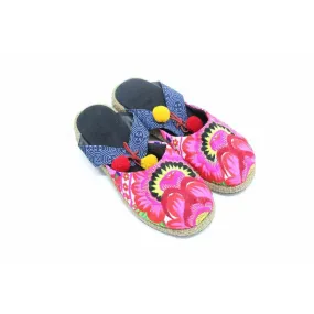 Vintage Hmong Textile Upcycled Batik Slip On Clogs Shoes - Thailand