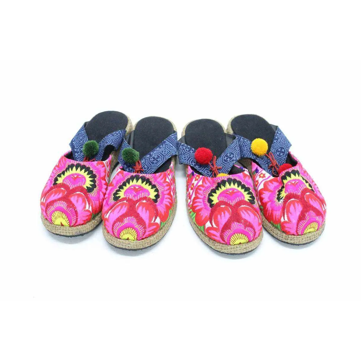 Vintage Hmong Textile Upcycled Batik Slip On Clogs Shoes - Thailand
