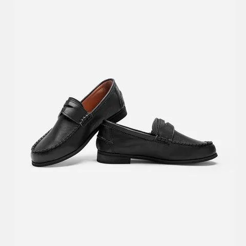 Vintage Leather Splicing Low Heel Slip On Loafers