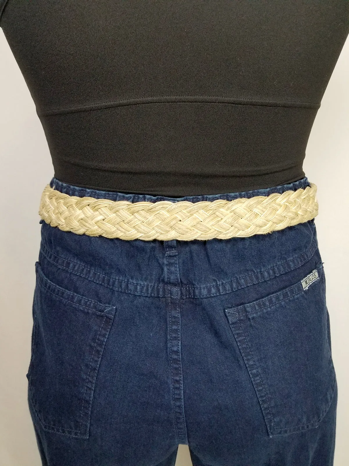 Vintage Marjorie Baer Beige Braided Hammered Metal Belt
