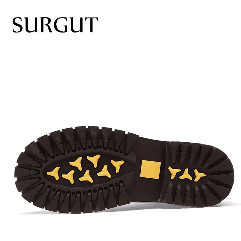 Vintage Men Lace-Up Autumn Winter Cow Split Leather Boots Men Waterproof Work Tooling Casual Ankle Men Boots