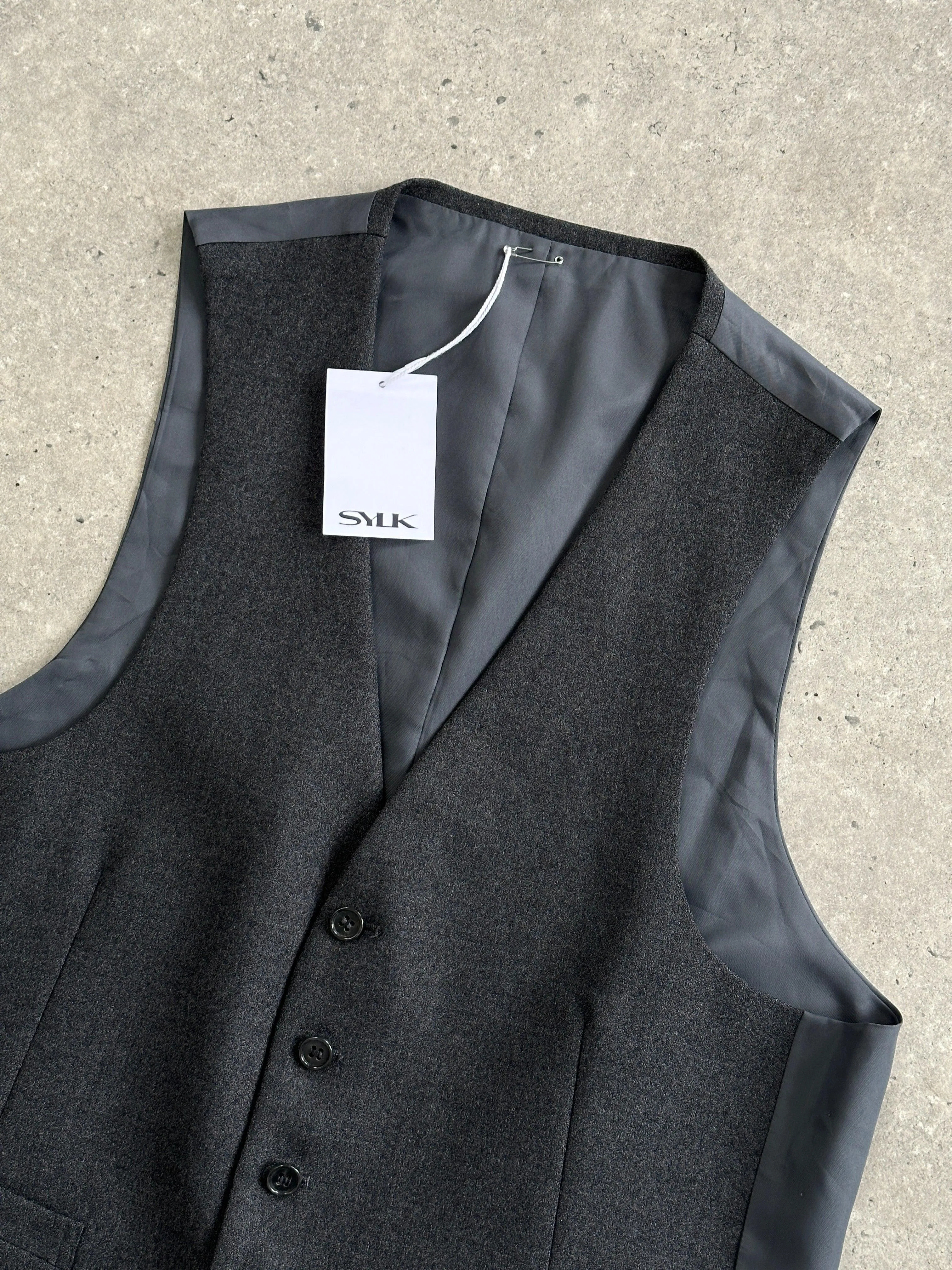 Vintage Pure Wool Single Breasted Tailored Waistcoat - L