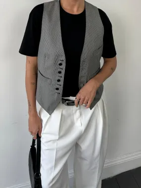 Vintage Reversible Wool Tailored Waistcoat - M