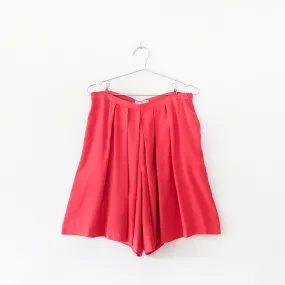 Vintage Silk High Waisted Culotte Shorts by Liz Claiborne Collection in Coral/Watermelon